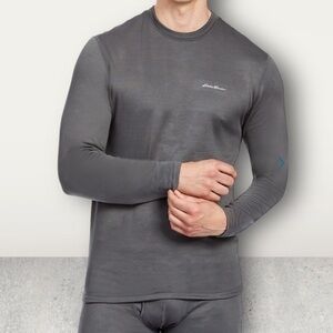 NEW Eddie Bauer Performance Series Gray Camo Heavyweight Warmth Crewneck SMALL